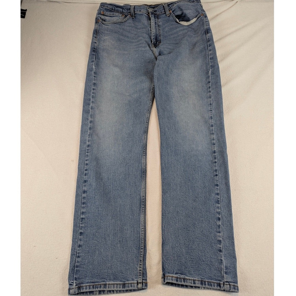 Levi 505 Jeans Mens 36x32 Light Wash Straight Cotton Denim Retro Classic